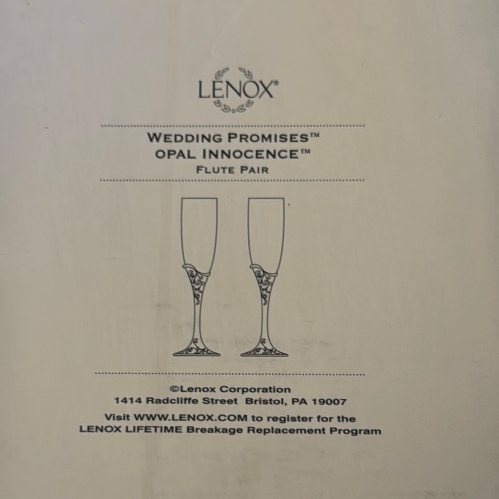 Lenox Wedding Promises Opal Innocence Champagne Flutes - Picture 6 of 6
